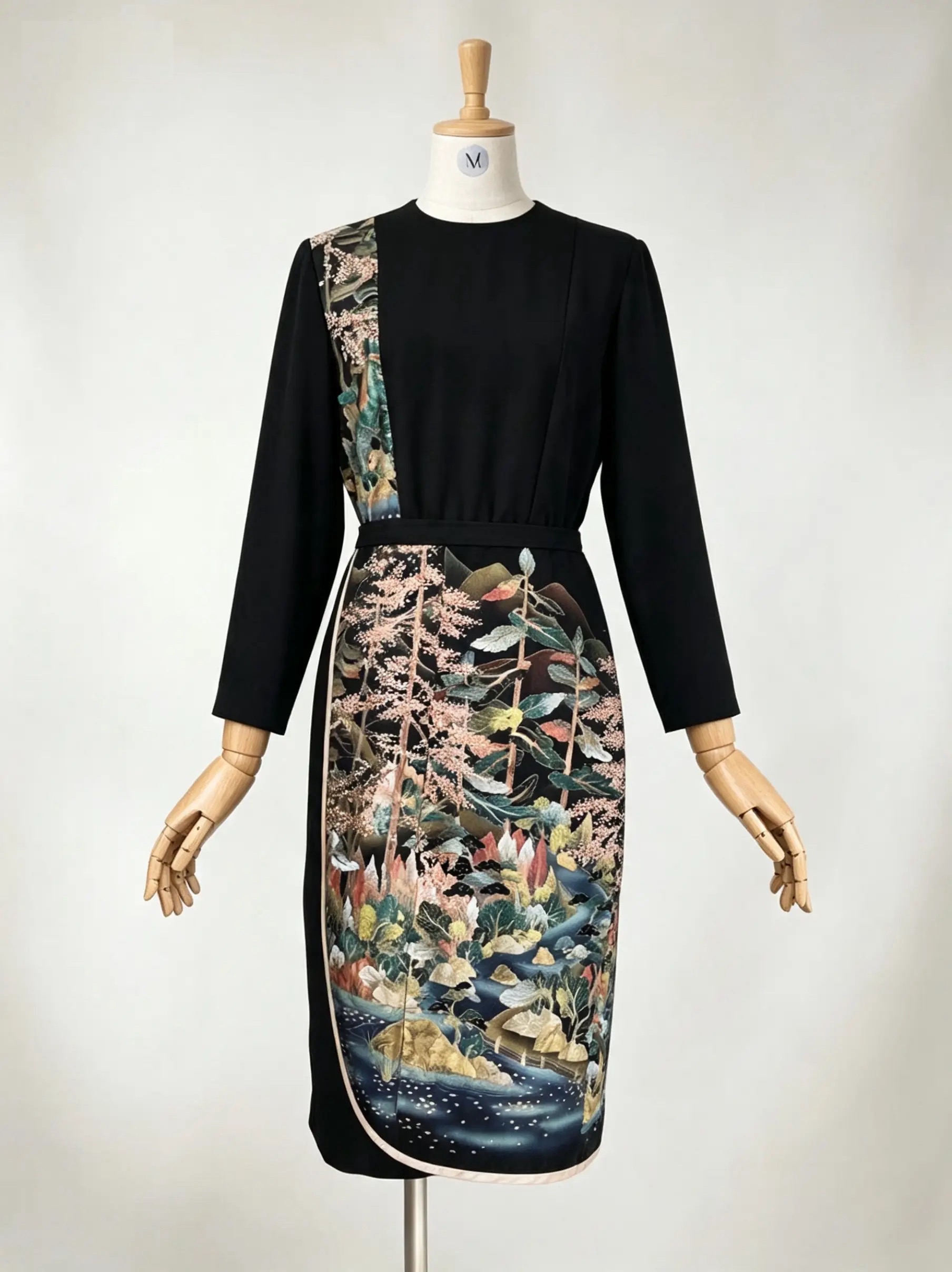 Asymmetric Design Mid-Length Wrap-Style Dress